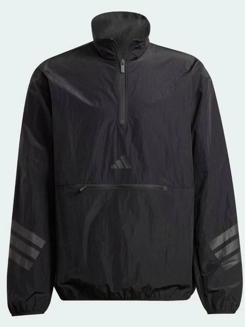 Adidas Men’s FUTURE ICONS 3-STRIPES WOVEN HALF-ZIP SWEATSHIRT Black Size LT
